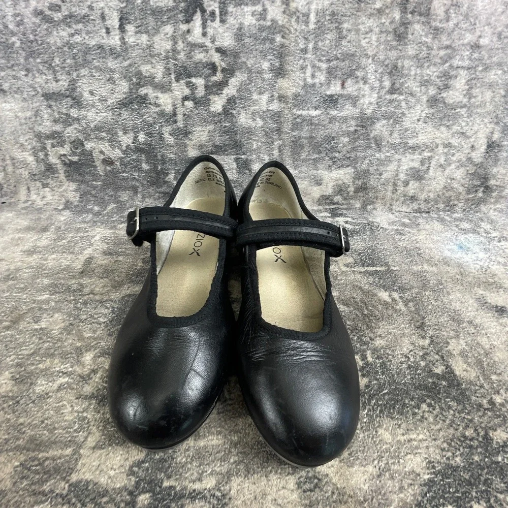 Capezio Mary Jane Tele Tone Tap Shoes Youth 13.5 Black Leather Buckle